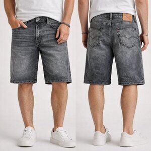 Levi's 569 Black-Wash Loose Straight Stretch Denim Shorts 38 waist NWT